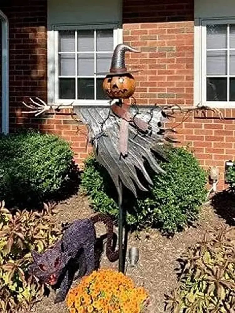 Handcrafted Halloween Scarecrow with Jack-O’-Lantern Accent