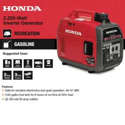 Honda EU2200i Portable Inverter Generator  2200-Watt Quiet Gas-Powered Power Source