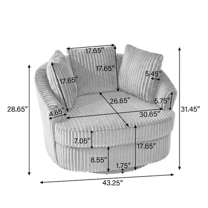 DREAMSIDEA Recessed-Arm Swivel Barrel Chairs  Slipcovered 2-Pack Set