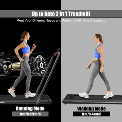 Compact Folding Under-Desk Treadmill  2.25 HP Dual-Mode Superfit Walking Machine