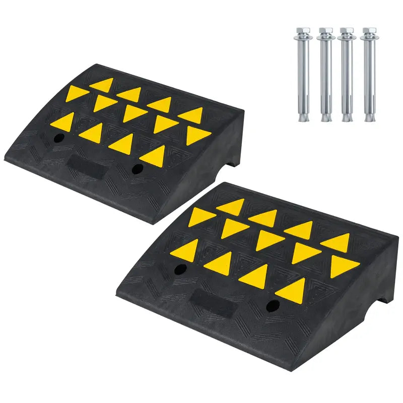 Dual-Pack Rubber Curb Ramp  Driveway Threshold Ramps with 5-Inch and 6.3-Inch Height Options