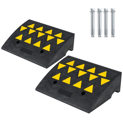 Dual-Pack Rubber Curb Ramp  Driveway Threshold Ramps with 5-Inch and 6.3-Inch Height Options