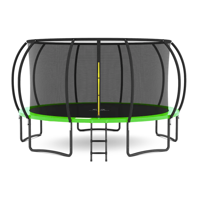 Jumpzylla 16-Foot Enclosed Trampoline with Dual-Tone Safety Pad  ASTM-Certified, Stable 4-Leg Design