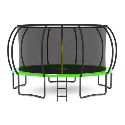 Jumpzylla 16-Foot Enclosed Trampoline with Dual-Tone Safety Pad  ASTM-Certified, Stable 4-Leg Design