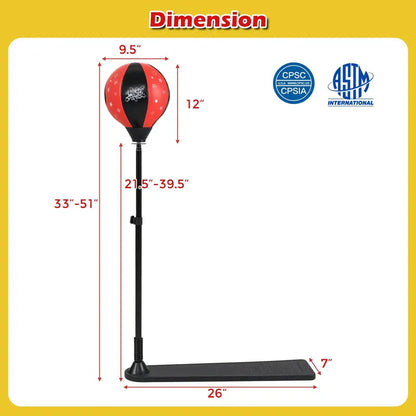 Height-Adjustable Punching Bag Stand with Boxing Gloves  Ideal for Teens and Kids
