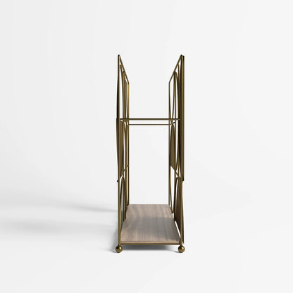 Porte-revues en bois et métal doré