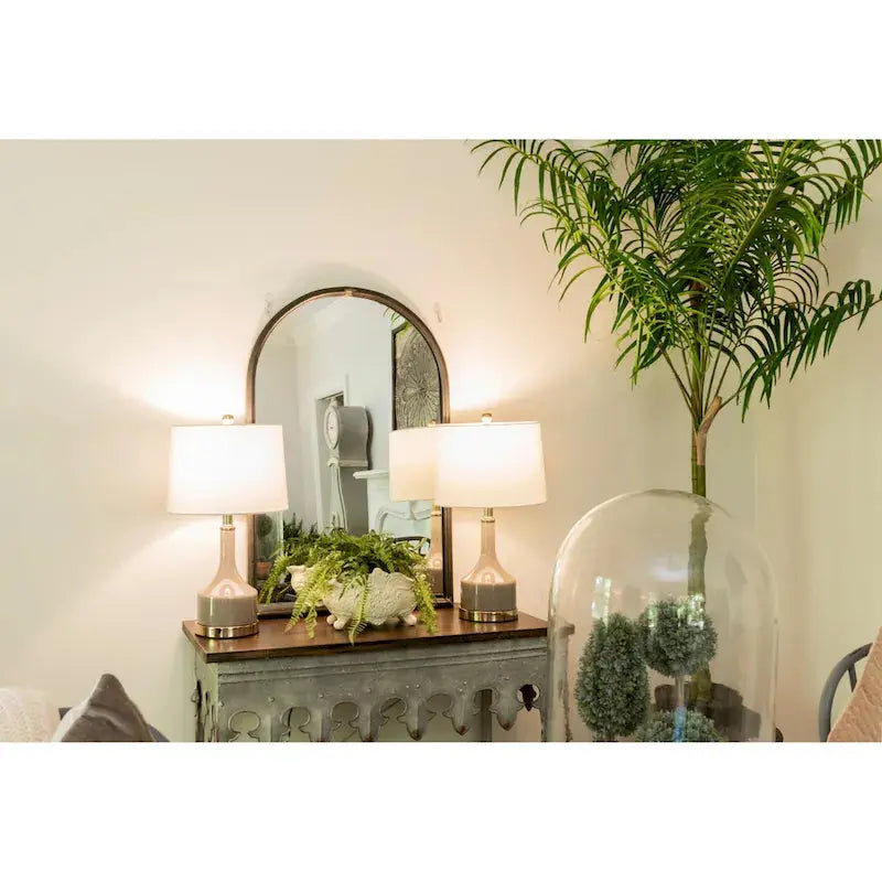 Zinc-Finished Scalloped Edge Sofa Table  Wood-and-Metal Accent Piece