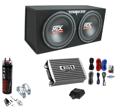 MTX TNE212D 12″ 1200W Dual Subwoofer Box with 1500W Monoblock Amplifier & 2-Farad Capacitor