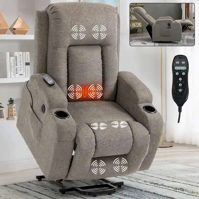La-Z-Boy Power Lift Recliner with Single-Motor Massage, Heating, and USB Port
