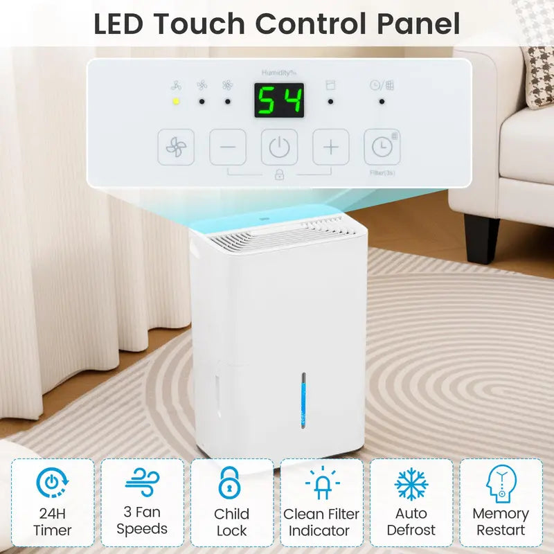94.5-Pint Dehumidifier for Large Spaces  Covers Up to 6,000 Sq. Ft (Basements, Bathrooms)