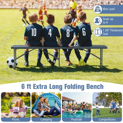 6-Foot Heavy-Duty Plastic Folding Bench  1320 lb Weight Capacity, Lightweight Portable Design