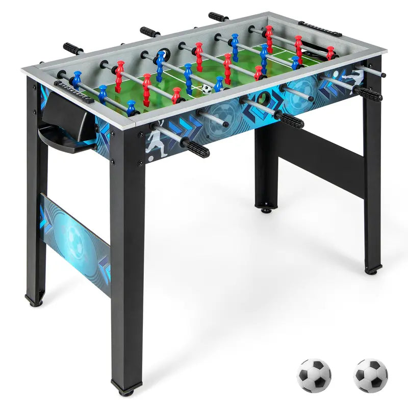 Freestanding Foosball Table with Dual Footballs & Smooth-Rolling Rods for Home Recreation