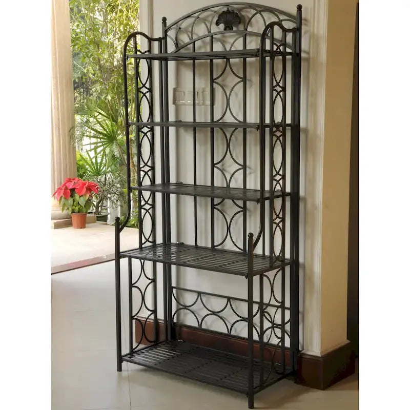 Mandalay 5-Tier Iron Baker’s Rack  Industrial-Style Kitchen Organizer with Adjustable Shelves