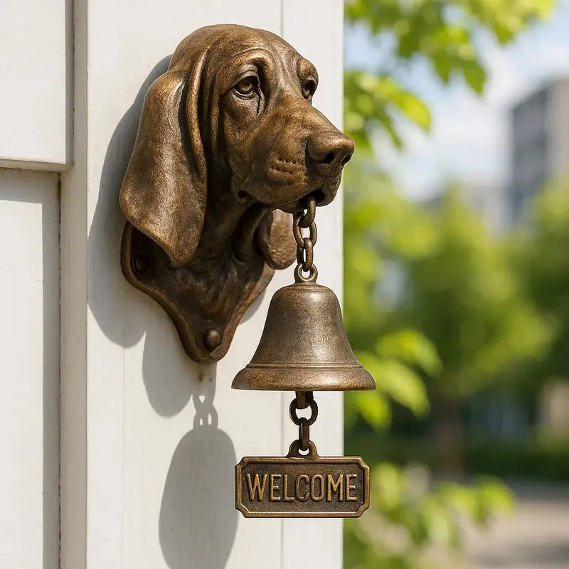 Welcome Bell Shepherd Bronze Wall Chime  Elegant Canine-Themed Entryway Accent