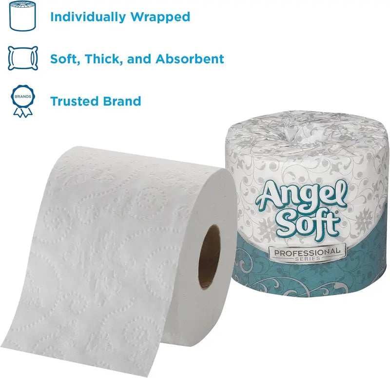 Angel Soft Professional 2-Ply Toilet Paper, 80 Rolls, 450 Sheets, Soft & Septic Safe