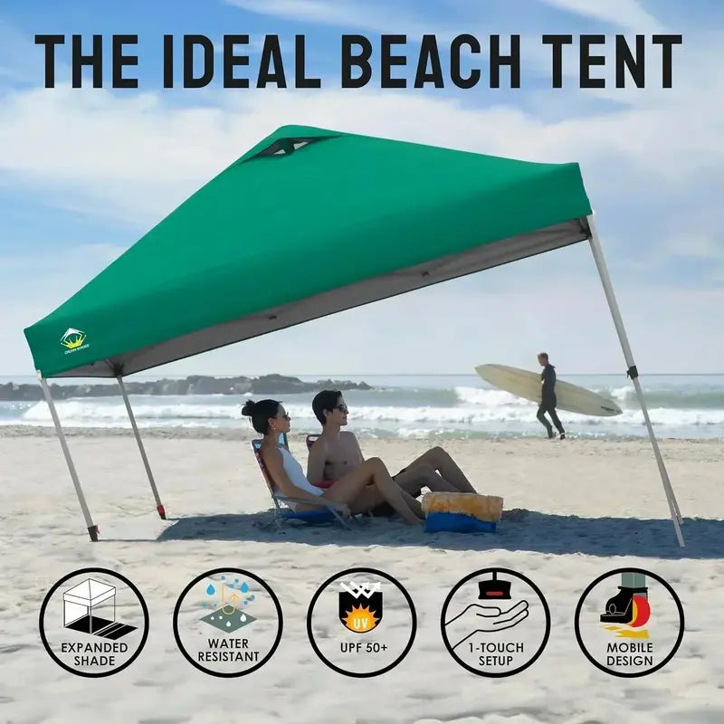10×10 One-Click Pop-Up Awning  Silver-Coated Sunshade Canopy for Beach, Picnic & Outdoor Events