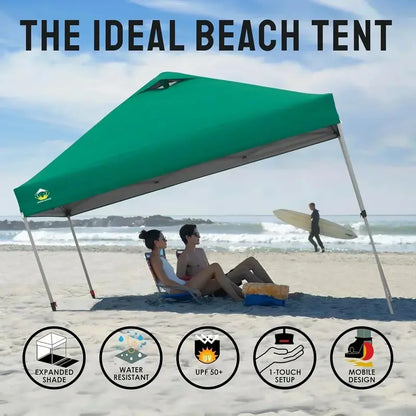 10×10 One-Click Pop-Up Awning  Silver-Coated Sunshade Canopy for Beach, Picnic & Outdoor Events