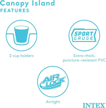 Canopy Island Inflatable Pool Float  78.5″ x 59″, 440 lb Capacity, Built-In Cup Holders & Removable Sunshade