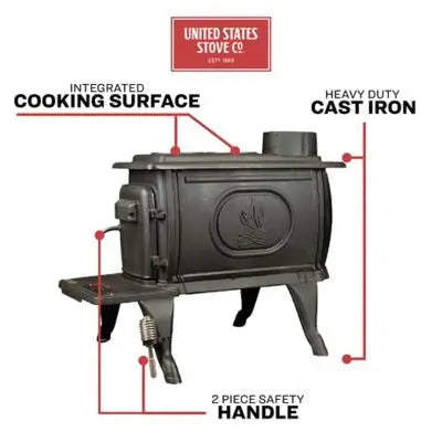 Logwood EPA-Exempt Cast Iron Wood Stove  900 Sq. Ft. Heating Capacity