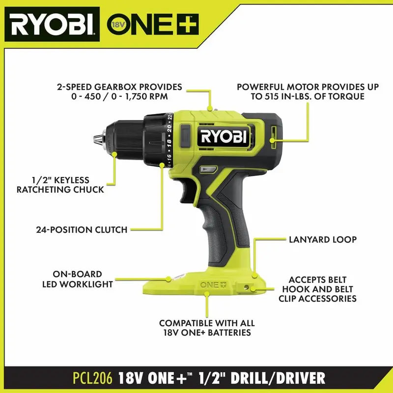 RYOBI ONE+ 18V 6-Tool Combo Kit  Includes Jig Saw, Drill, Impact Driver, LED Work Light & More (28324924)