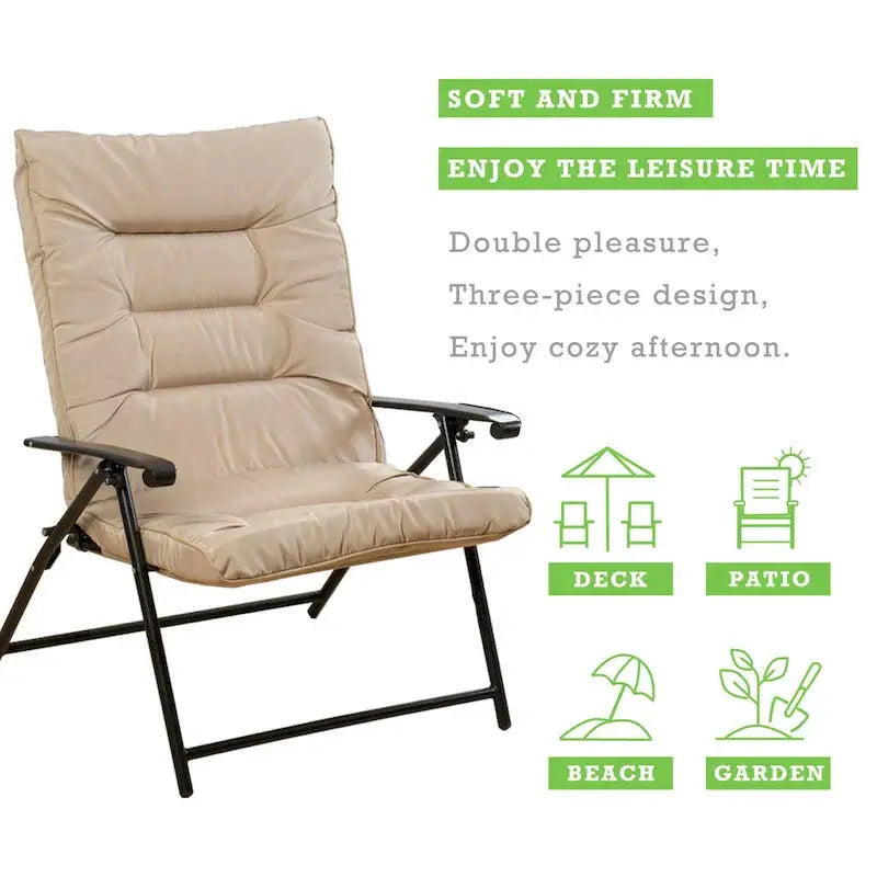 Kozyard Elsa 3-Piece Outdoor Bistro Set with Padded Folding Chairs and Table