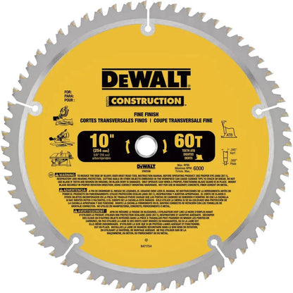 DW 10-in 60T and 10-in 32T Saw Blade