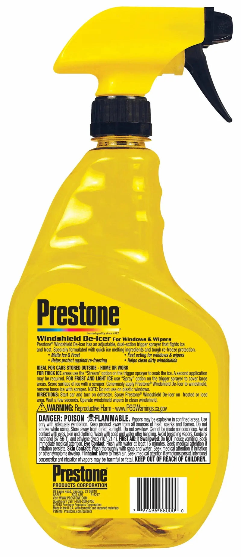 Prestone 32 oz Windshield De-Icer, High-Performance Ice Melting Formula