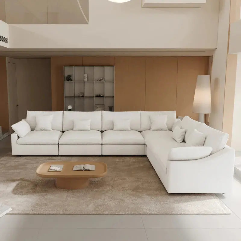 Large Linen Corner Sectional Sofa  Modular Living Room Couch Set
