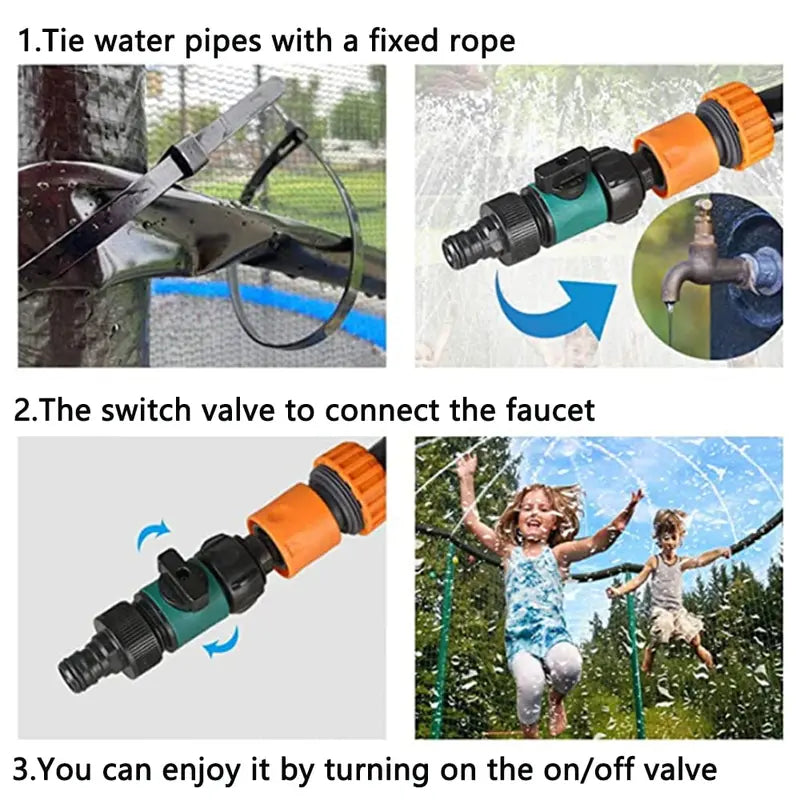 49FT Trampoline Sprinklers for Kids Outdoor Water Play Sprinklers Fun Summer Water Toys, Water Games Yard Toys Sprinklers Backyard Sprayer Water Park for Age 5+
