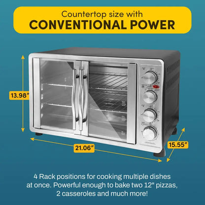 Elite Gourmet 47.5-Quart Convection Oven  18-Slice Capacity, 4-Function Control Knobs