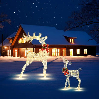 Tangkula Christmas LED Reindeer Decoration, 50 Warm White Lights, Steel & Tinsel, Indoor/Outdoor Holiday Decor