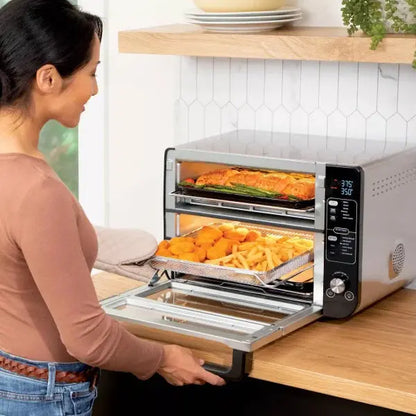 Dual-Oven Range with FlexDoor: Top Oven (Rapid + FlavorSeal Smart Finish) & Bottom Convection Air Fry Oven (DCT401)