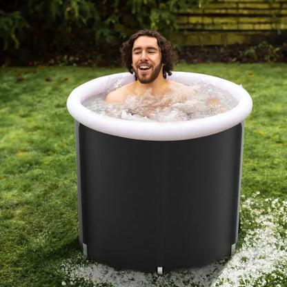 Portable Inflatable Ice Bath Tub with Insulated Cover and Six Stabilizing Support Rods