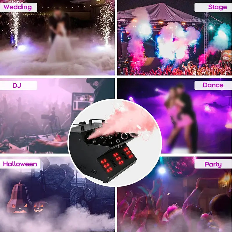 TC-Home 3-in-1 Fog & Bubble Machine  DMX-Controlled, 18 RGB LEDs, Dual Bubble Fans