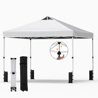 10×10-Foot Pop-Up Canopy Tent with One-Touch Setup, Sandbags & Convenient Roller Bag