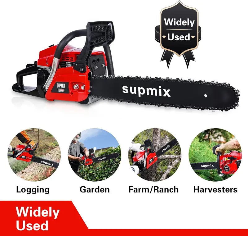 62cc 20-Inch Gas Chainsaw  3.4HP 2-Cycle Professional Wood-Cutting Saw for Farm, Yard, and Outdoor Projects