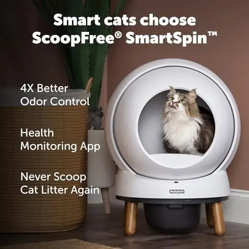 PetSafe SmartSpin Auto Self-Cleaning Cat Litter Box  App-Controlled, 2-Week Hands-Free Cleaning, Advanced Odor Control