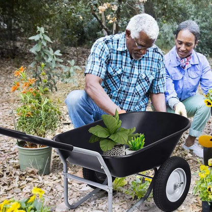 Dual-Wheel Heavy-Duty Garden Utility Cart  330-Pound Capacity All-Terrain Wheelbarrow