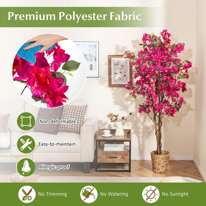 6-Foot Bougainvillea Artificial Tree  Lifelike Indoor or Patio Plant Decor