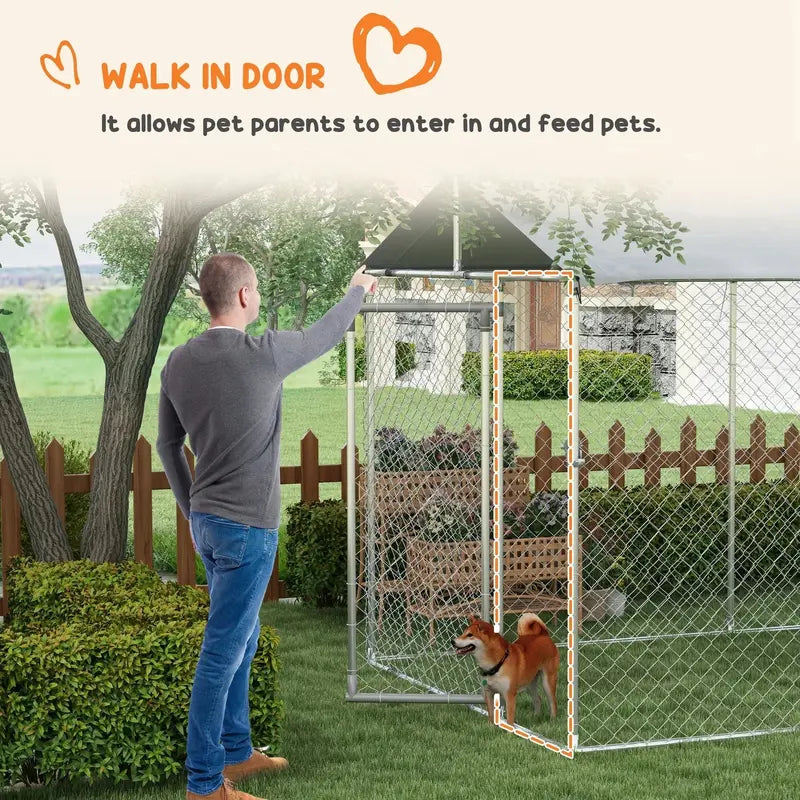 PawHut Heavy-Duty Waterproof Outdoor Dog Kennel  19.7 ft x 7.5 ft