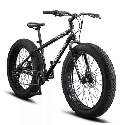 Mongoose Malus 26″ 7-Speed Fat Tire Mountain Bike with Disc Brakes  Black, Adult
