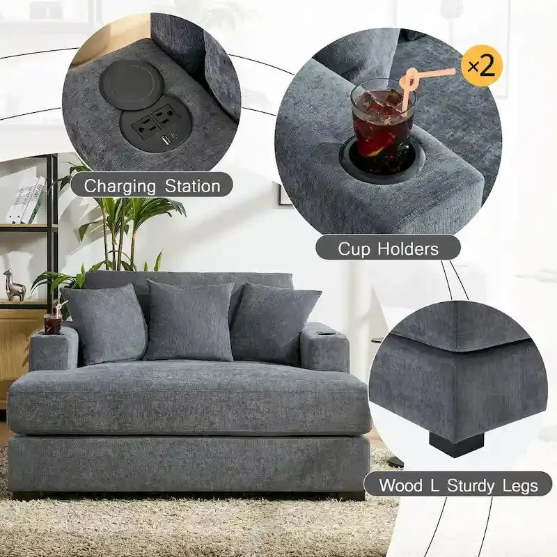 Adjustable Oversized Chaise Lounger  Available in Three Sizes with Complementary Pillows
