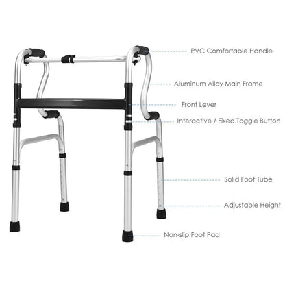 Heavy-Duty Folding Walker  FDA-Certified Support Frame with Toilet Armrests (400 LB Capacity)