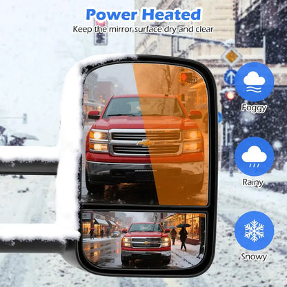 Heated Towing Mirrors Compatible with 20072012 Chevy Silverado & GMC Sierra 15003500