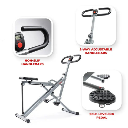 Sunny Health & Fitness Row-N-Ride Squat Assist Trainer with LCD Monitor & Adjustable Tension for Full-Body Workout