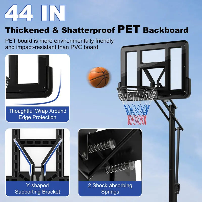 Height-Adjustable Portable Basketball Hoop  5-Tier Outdoor Goal System (810 ft Range)