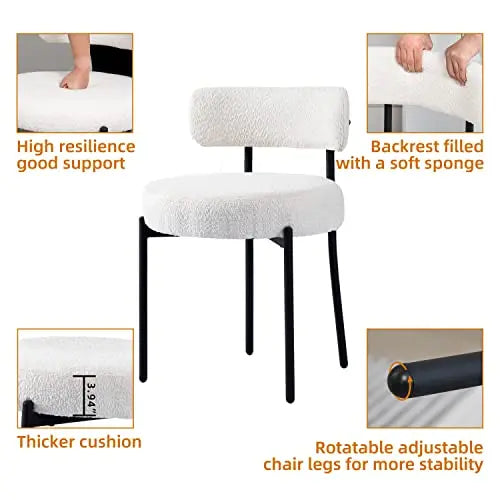 DYHOME Mid-Century Modern Dining Chairs  Set of 4 White Upholstered Kitchen or Dining Room Seats