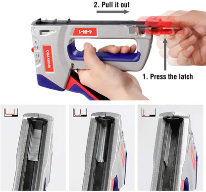 WORKPRO Manual 4-in-1 Staple & Brad Gun  Includes 3000 Staples & 1000 Brads