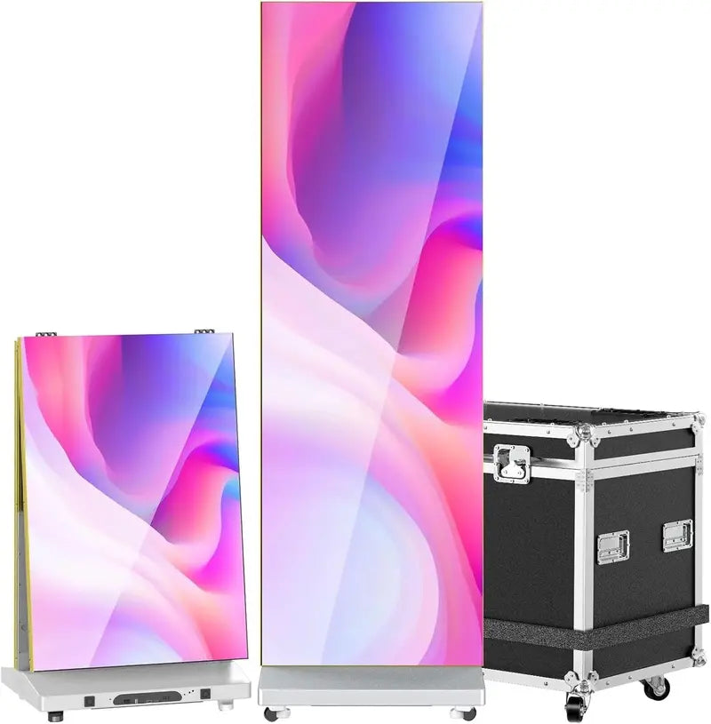 80-Inch Flexible Spliceable LED Poster Display P1.86  USB Plug-and-Play, Remote-Controlled Digital Signage (Silver, 1-Pack)