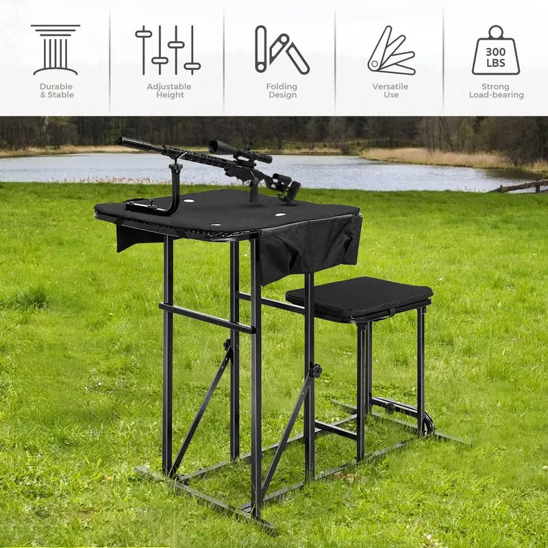 Portable Shooting Table and Seat Combo  Adjustable Field Shooting Platform